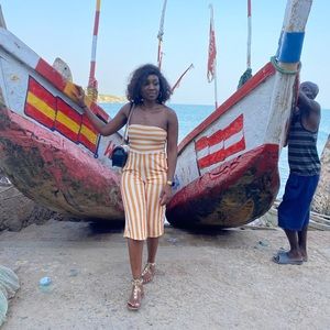 Orange striped jumpsuit